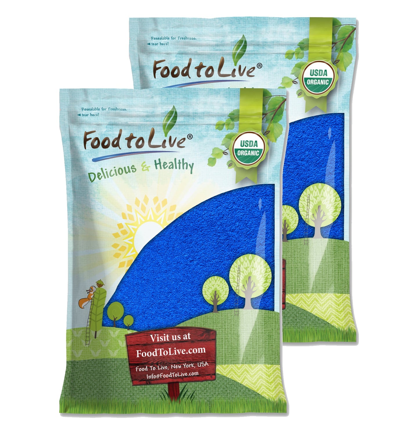Organic Blue Spirulina Powder – Non-GMO, Pure Raw Blue-Green Algae Extract, Vegan, Non-Irradiated, Great for Juices, Smoothies, Shakes, Drinks, and Food Coloring, Bulk