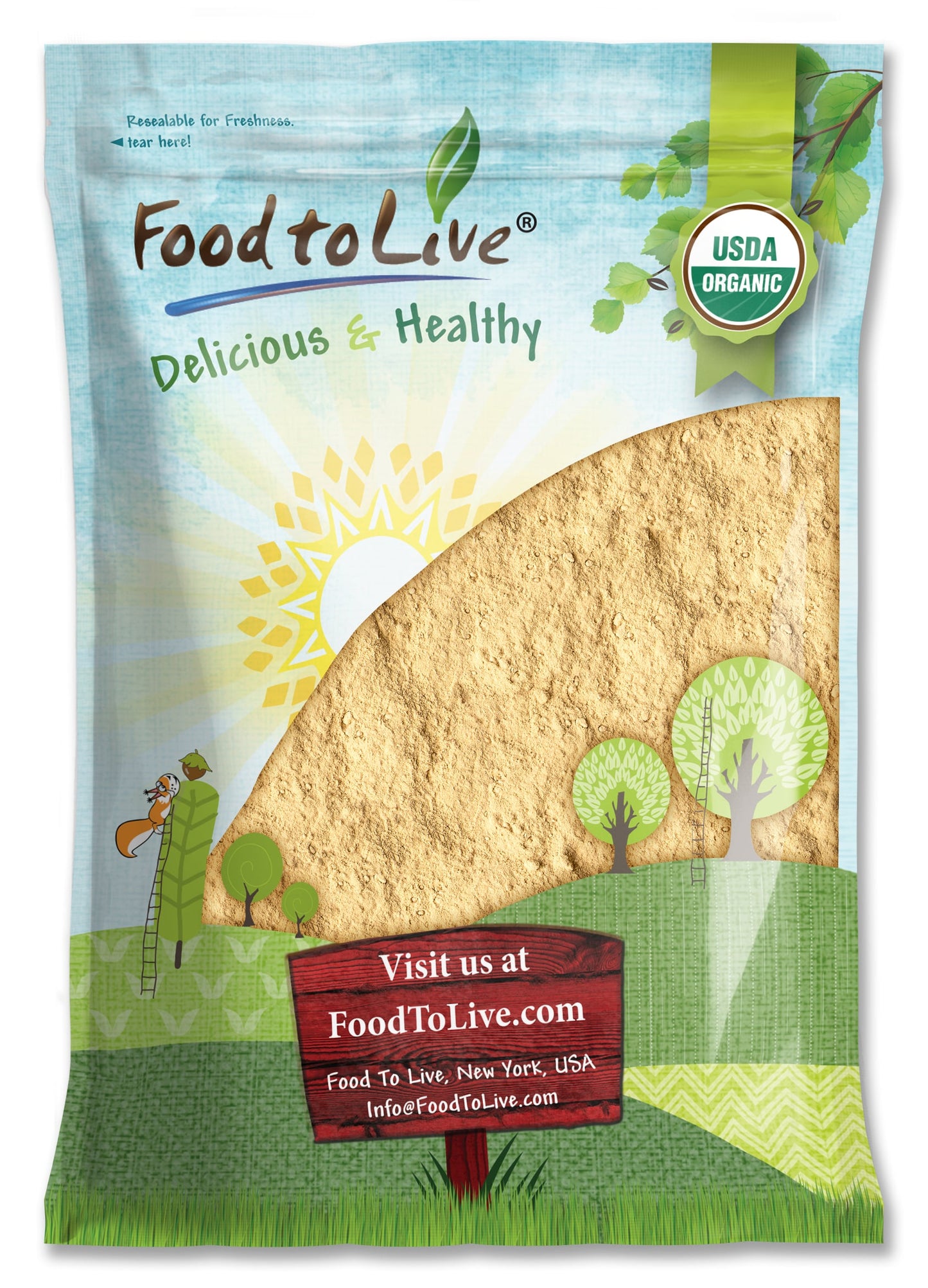 Organic Yellow Maca Powder - Non-GMO, Kosher, Raw Ground Maca Root, Vegan, Flour, Bulk - by Food to Live