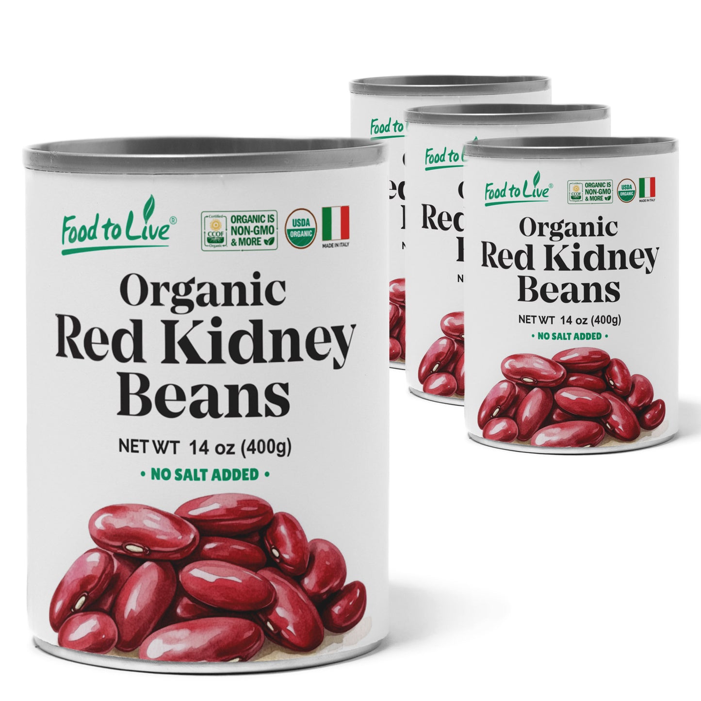 Organic Canned Red Kidney Beans – Unsalted, Non-GMO, Vegan. Ready to Eat. Perfect for Salads, Soups, Pasta e Fagioli. Wholesale – by Food to live