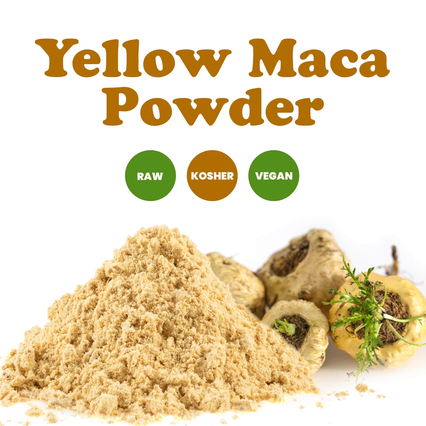 Yellow Maca Powder — Non-GMO and Raw Ground Maca Root, Vegan, Kosher, Keto, Non-Gelatinized, Bulk, Rich in Vitamin C — by Food to Live