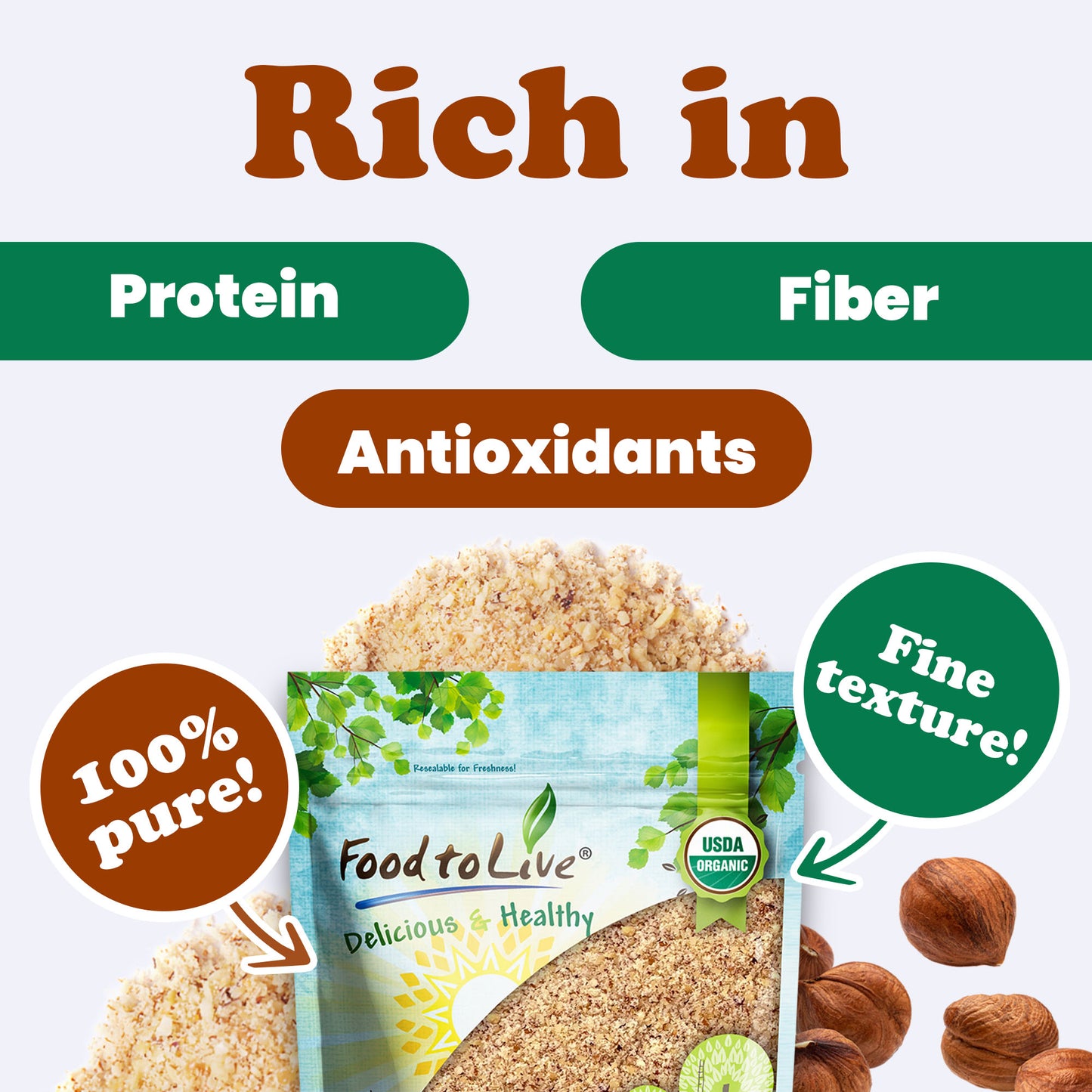 Organic Hazelnut Meal - by Food To Live
