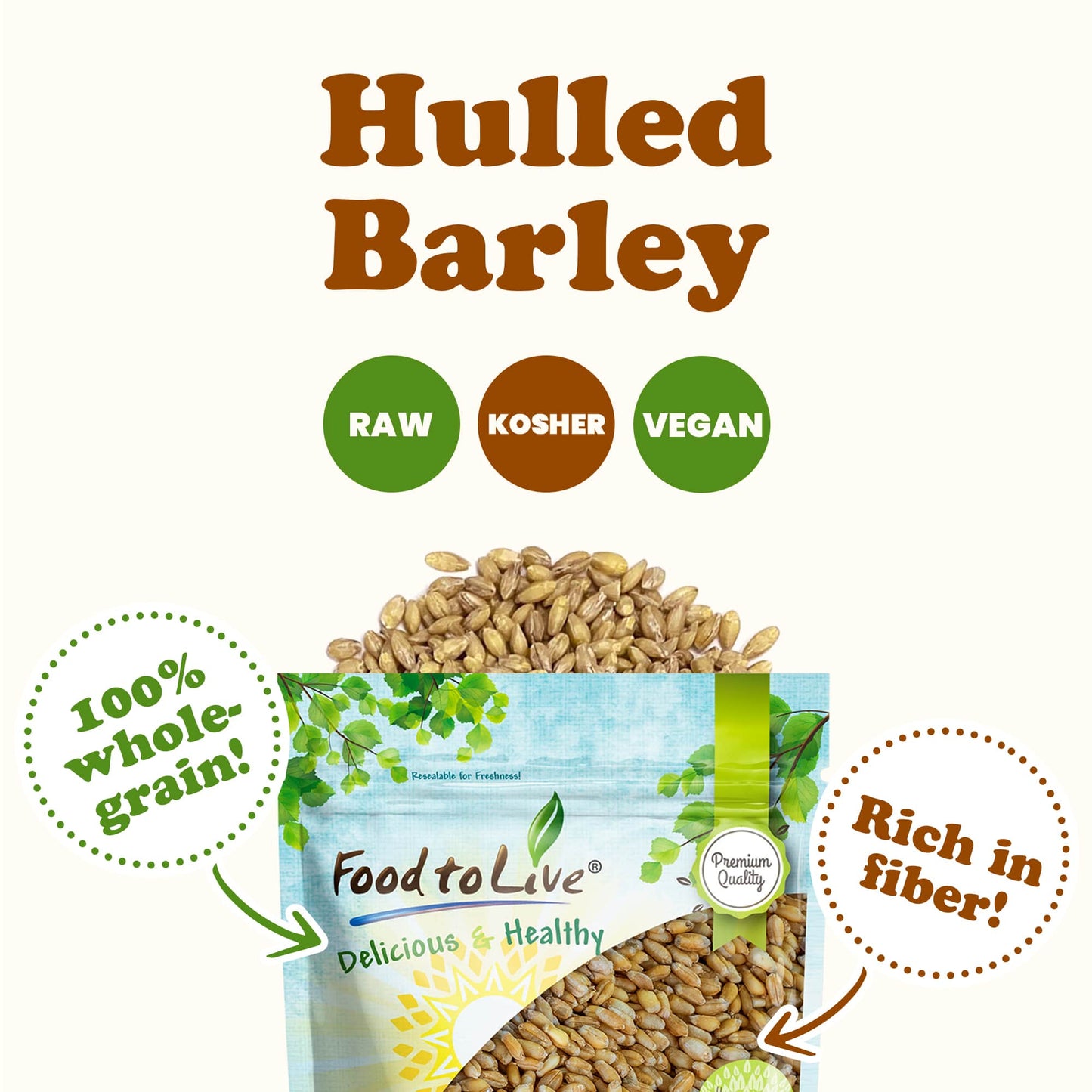 Hulled Barley Grain - by Food To Live