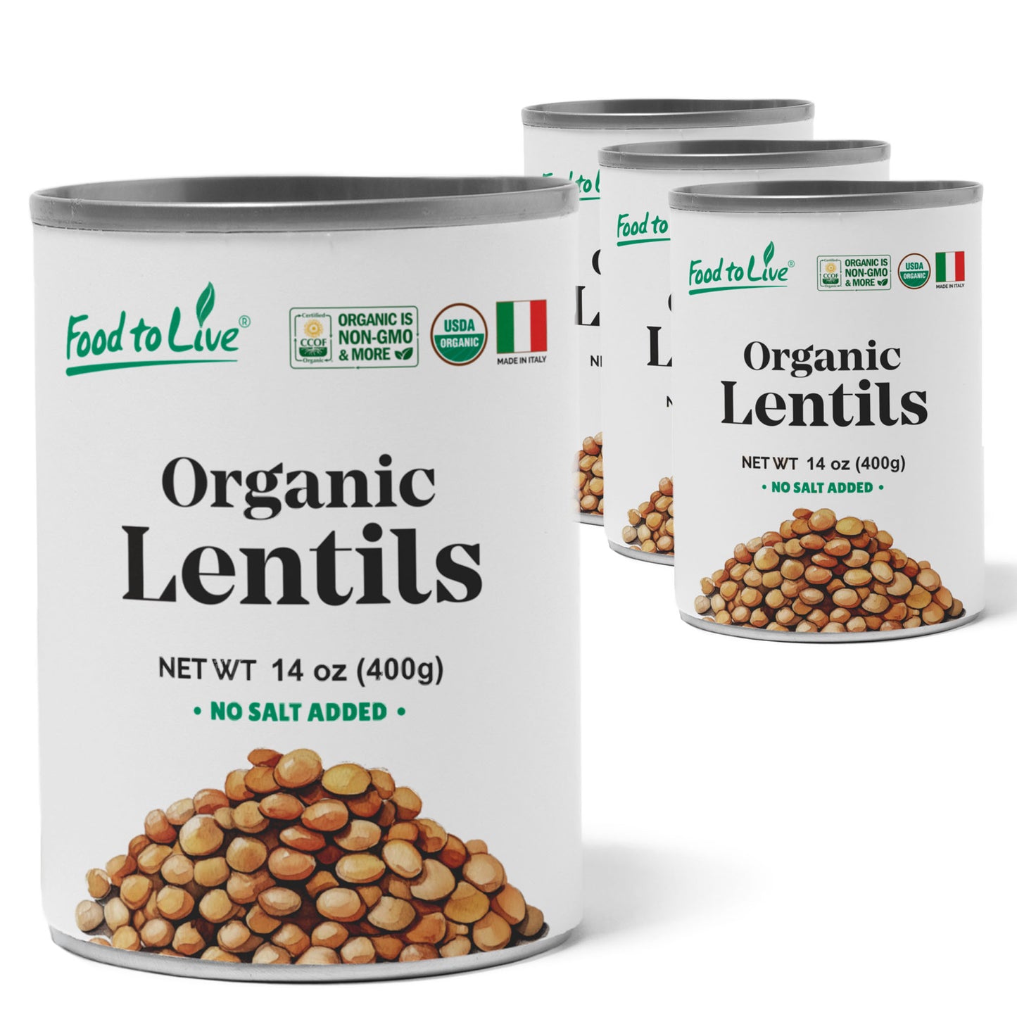 Organic Canned Lentils – Unsalted, Non-GMO, Vegan – by Food to Live