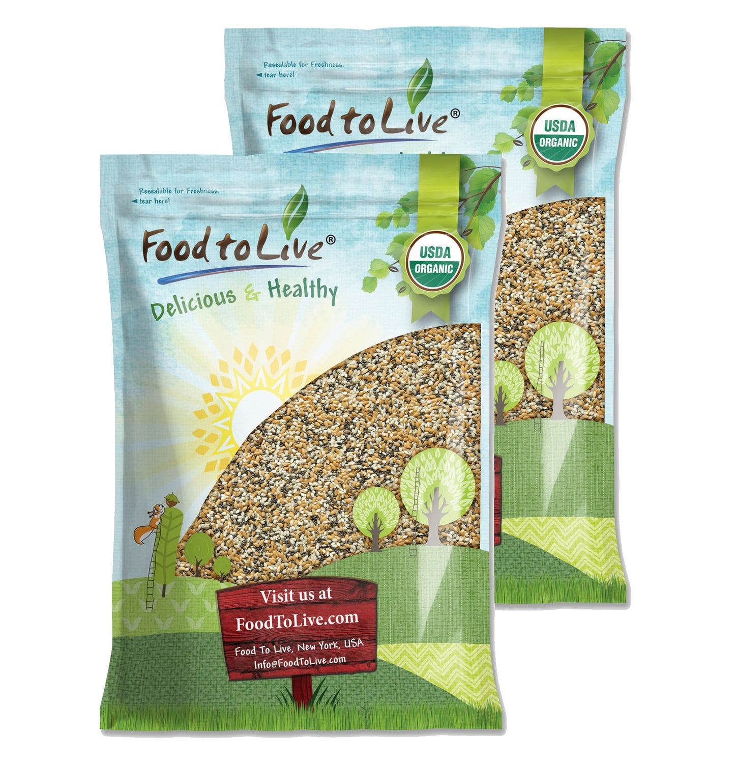 Organic Omega-3 Seeds Mix with Flax, Chia and Sesame - by Food To Live