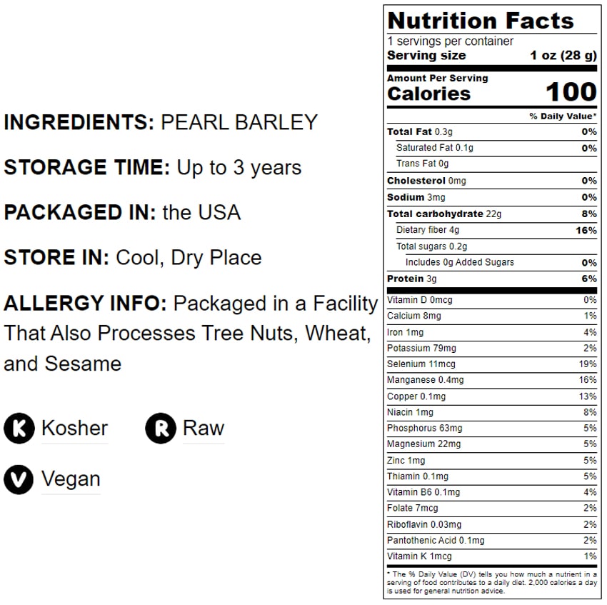 Pearled Barley - by Food To Live