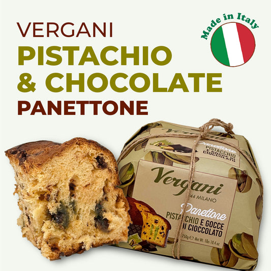 Vergani Pistachio and Chocolate Panettone - 750 g (1.65 lb)