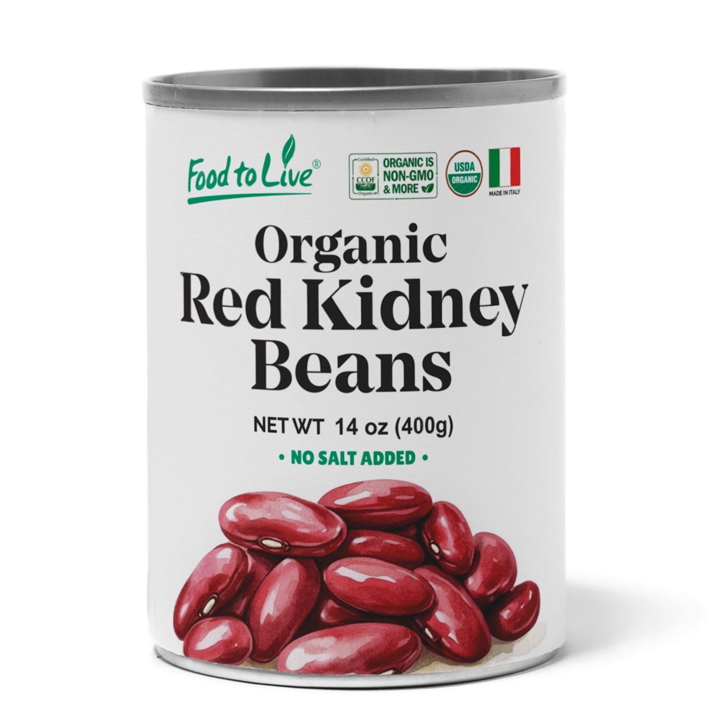 Organic Canned Red Kidney Beans – Unsalted, Non-GMO, Vegan. Ready to Eat. Perfect for Salads, Soups, Pasta e Fagioli. Wholesale – by Food to live