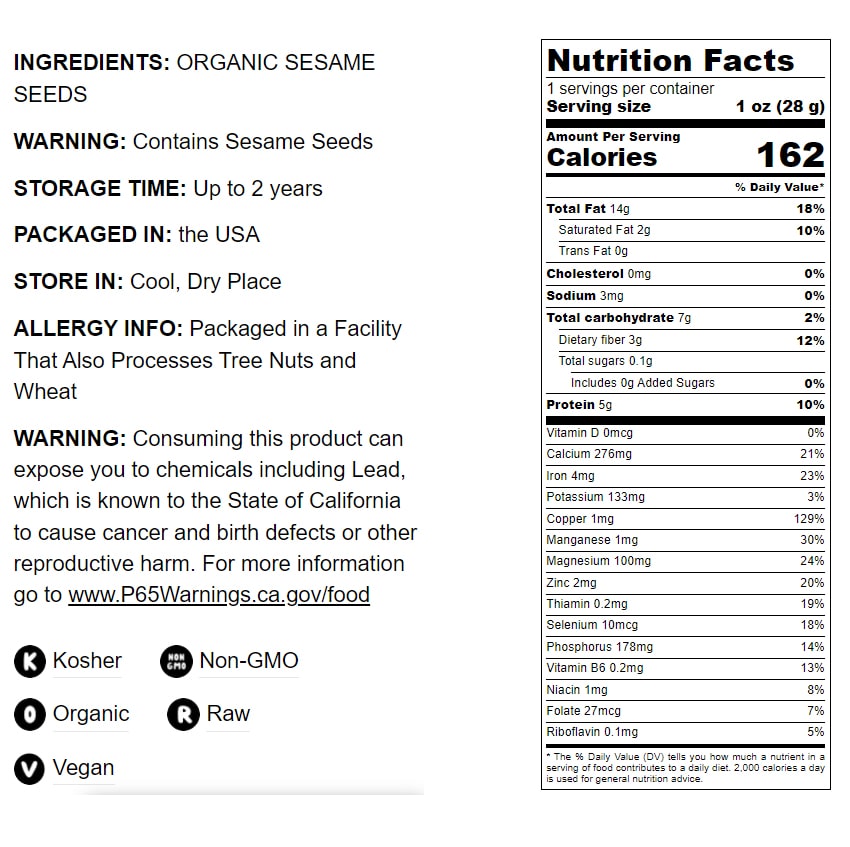 Organic Sesame Seeds - by Food To Live