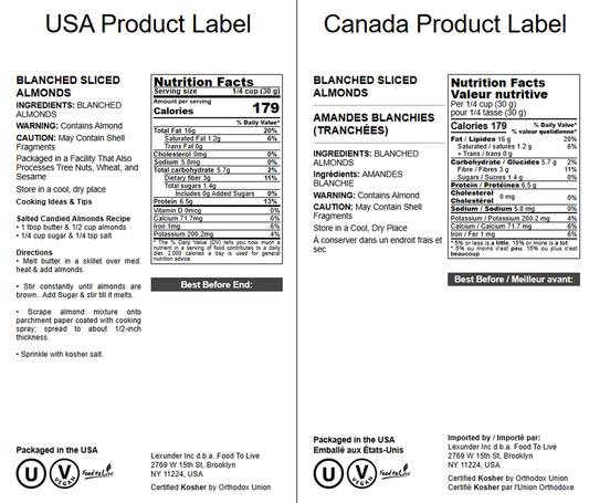 Blanched Sliced Almonds — Non-GMO Verified, Kosher, Raw, Vegan - by Food to Live