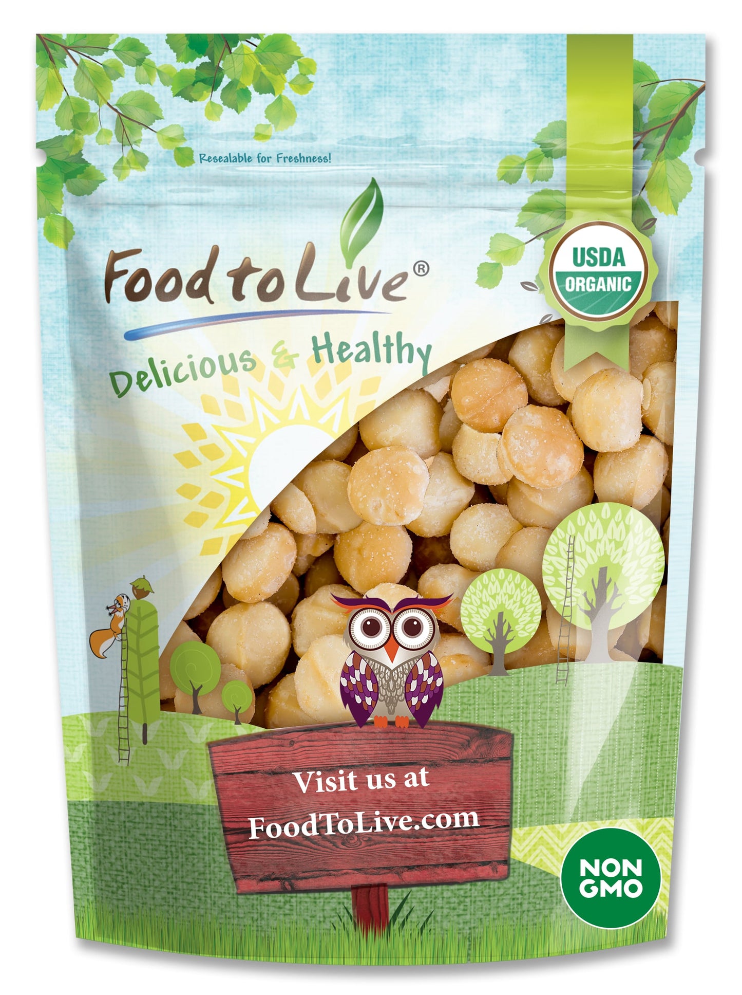 Organic Dry Roasted Whole Macadamia Nuts with Himalayan Salt - by Food To Live