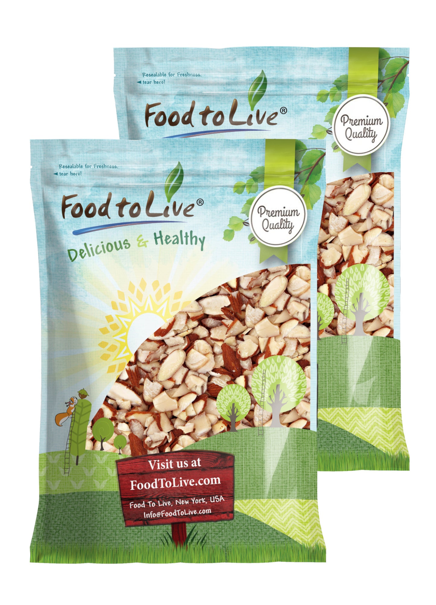 Dry Roasted Natural Sliced Almonds with Himalayan Salt - by Food to Live