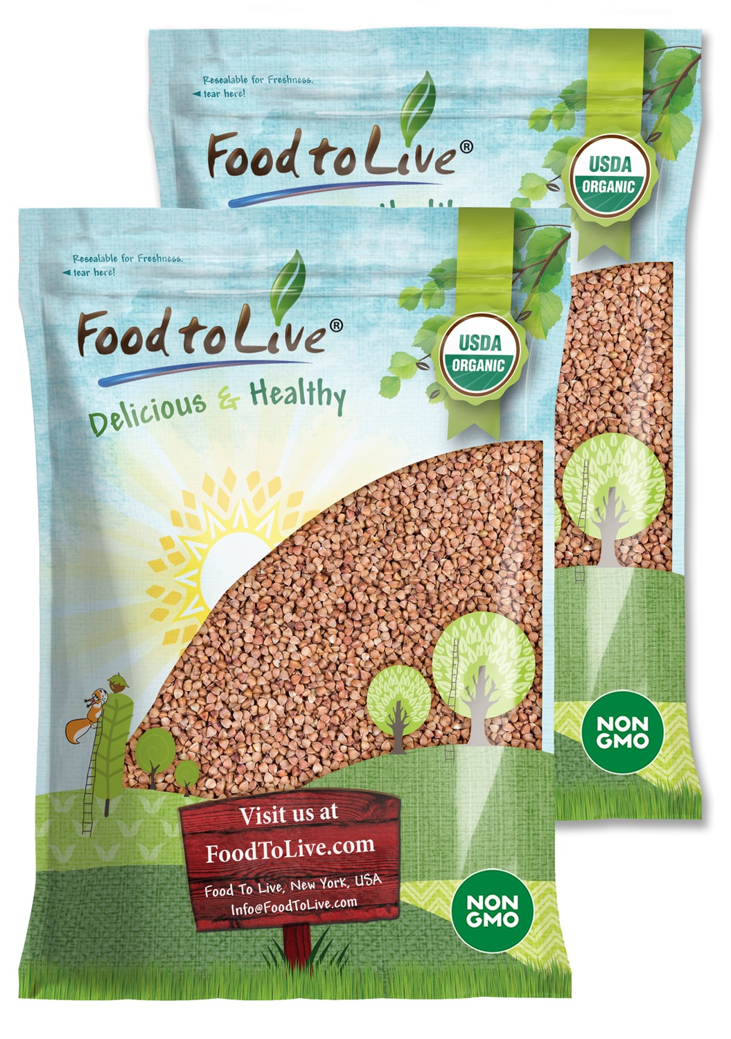 Organic Buckwheat Kasha - Grechka, Toasted Whole Groats, Non-GMO, Kosher, Sirtfood, Bulk - by Food to Live