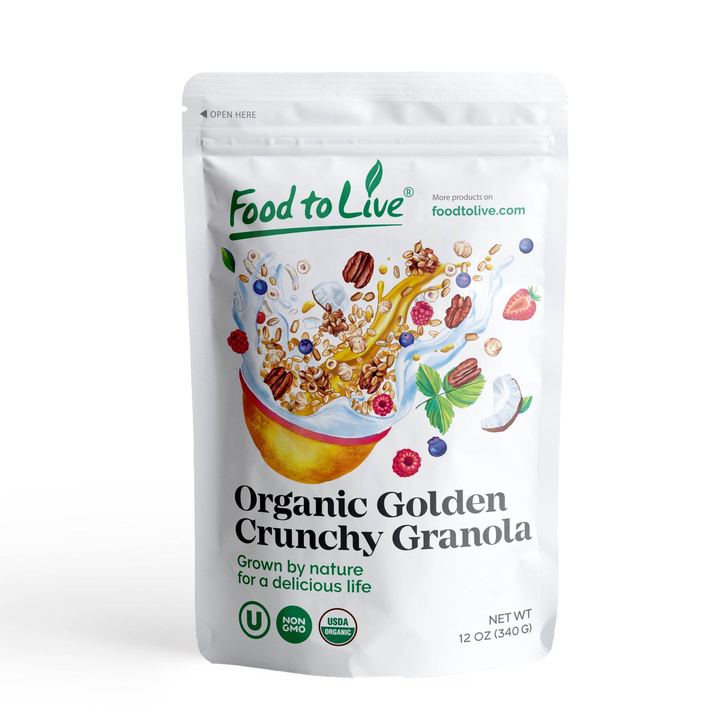 Organic Golden Crunchy Granola with Strawberries - by Food to Live