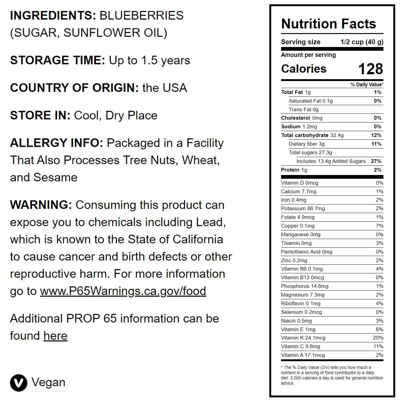 Dried Blueberries - by Food To Live