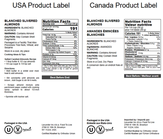 Blanched, Slivered Almonds — Non-GMO Verified, Kosher, Raw, Vegan - by Food to Live