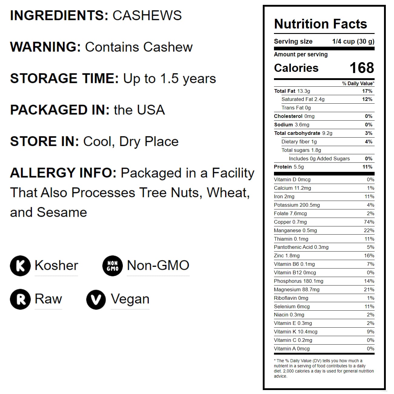 Raw Cashews - by Food To Live