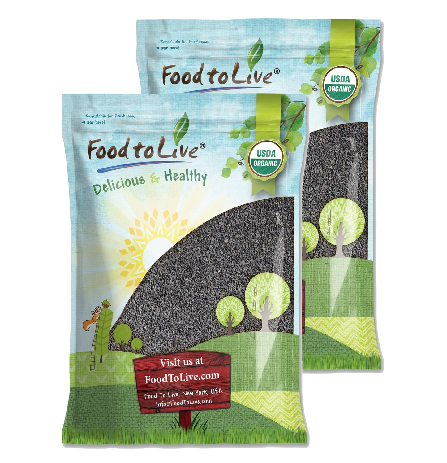 Organic Black Sesame Seeds - Raw, Unhulled, Non-GMO, Kosher, Vegan, Bulk, Kala Til - by Food to Live