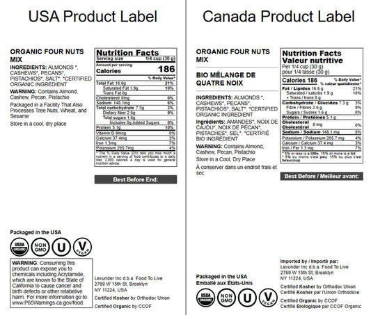 Organic Four Nuts Mix - by Food to Live