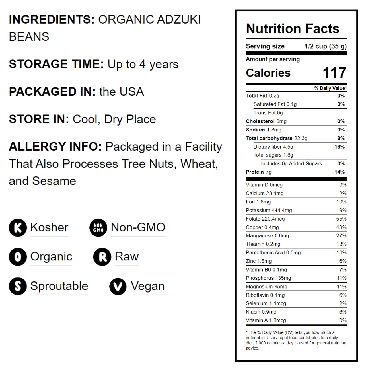 Organic Adzuki Beans - by Food To Live