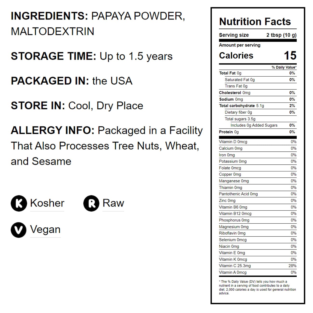 Papaya Juice Powder - Made from Raw Dried Fruit, Unsulfured, Vegan, Bulk, Great for Baking, Juices, Smoothies, Yogurts, and Instant Breakfast Drinks, No Sulphites - by Food to Live
