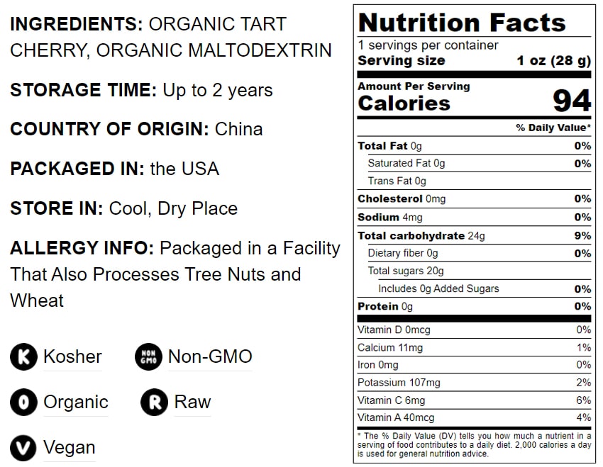 Organic Cherry Juice Powder - by Food To Live