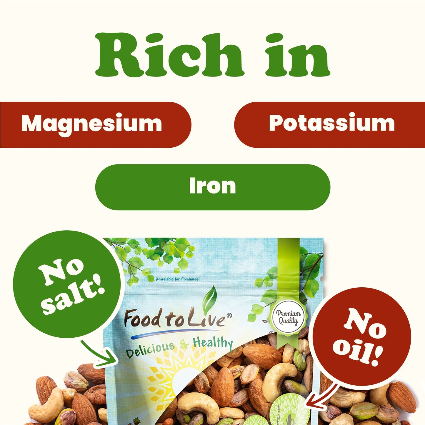 Nut Lovers Mix, Roasted – Vegan, Kosher, Bulk  –  by Food to Live