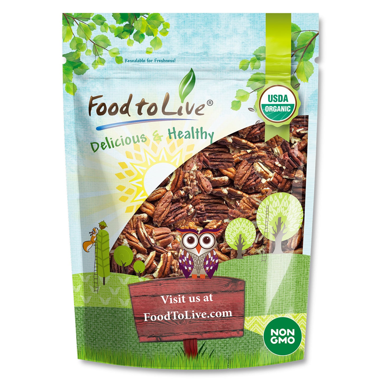Organic Dry Roasted Pecan Pieces - by Food to Live