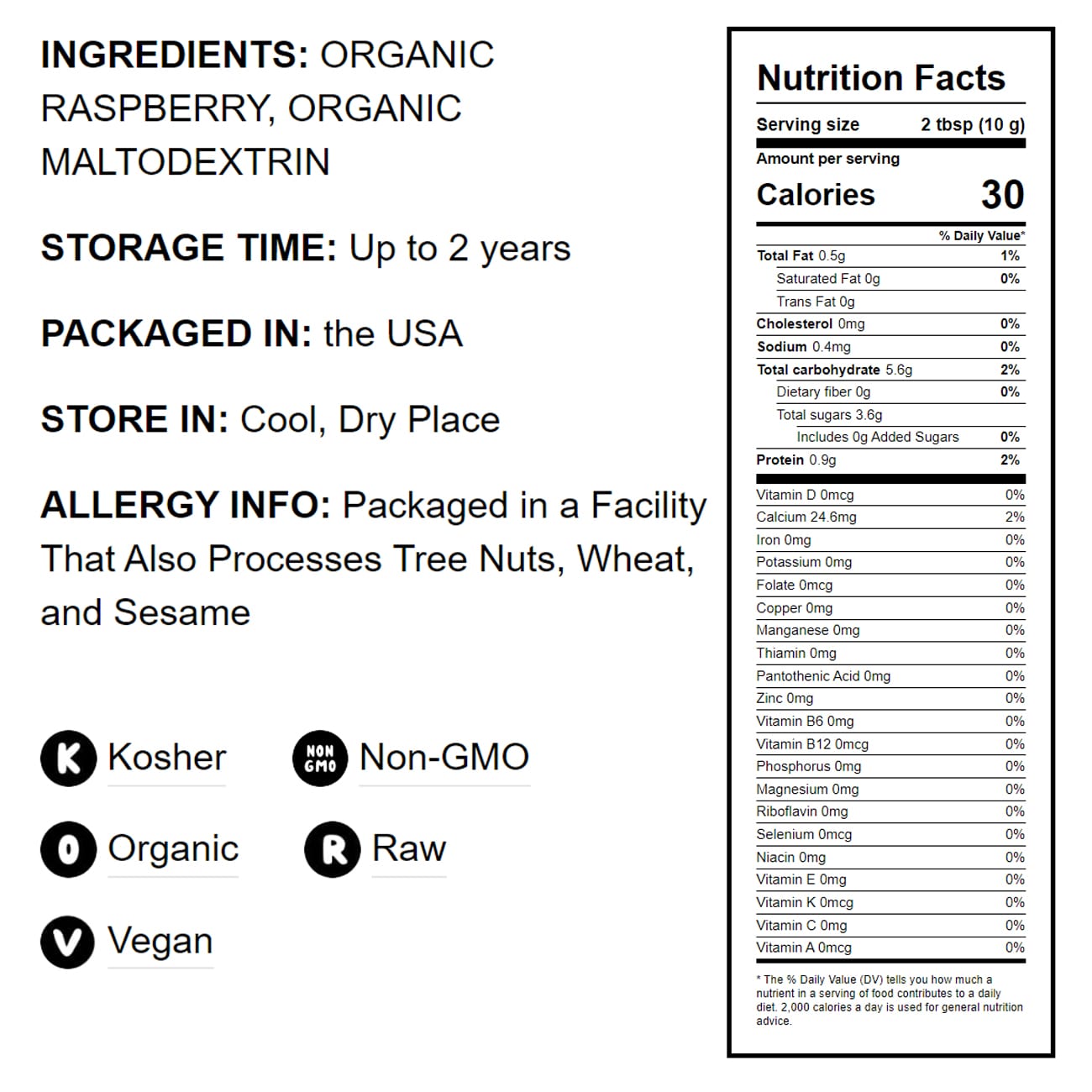 Organic Raspberry Powder - by Food To Live