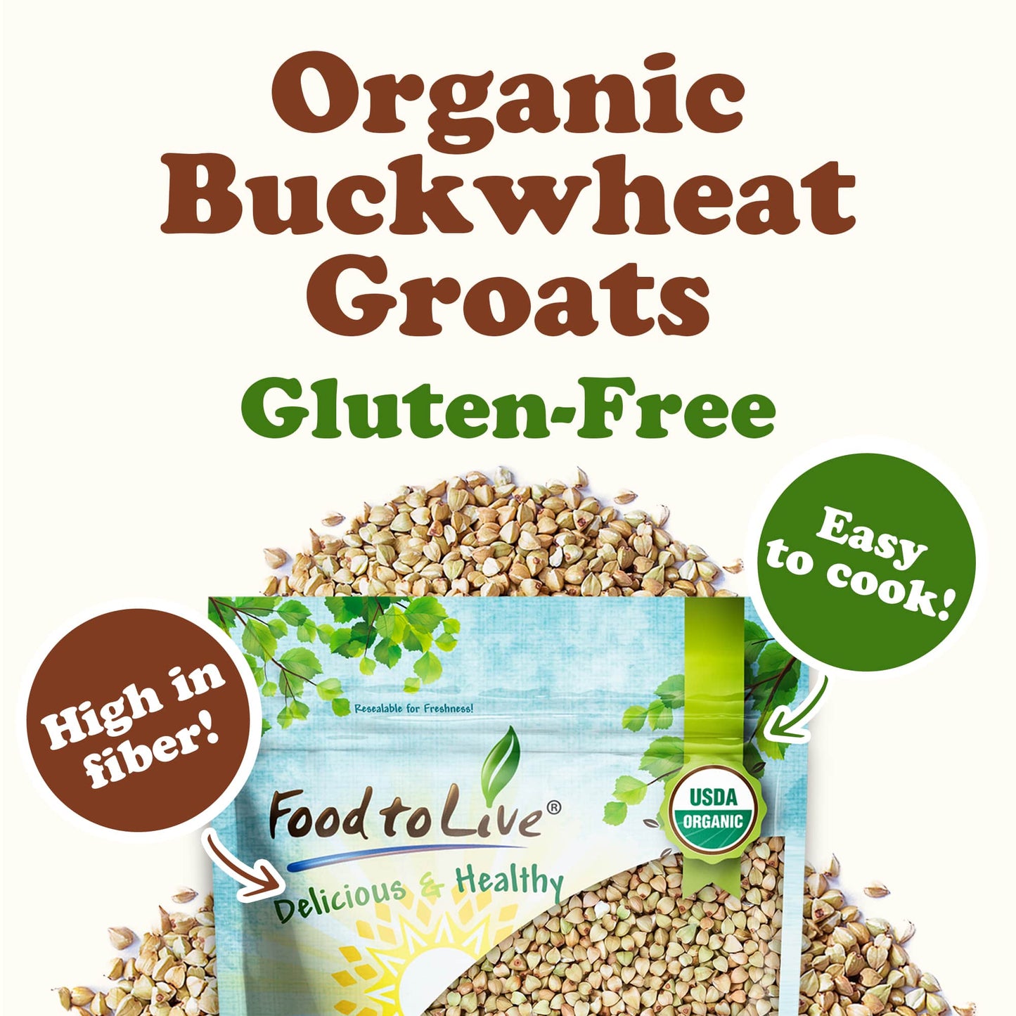 Gluten Free Organic Hulled Raw Buckwheat Groats - by Food To Live
