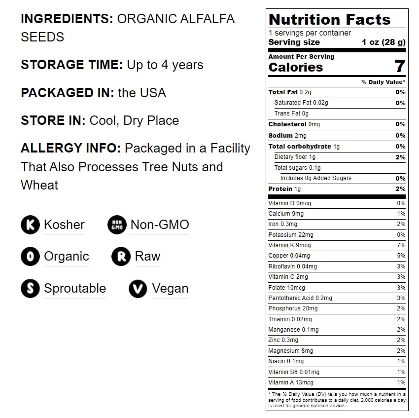 Organic Alfalfa Sprouting Seeds, 12 Ounces - by Food To Live