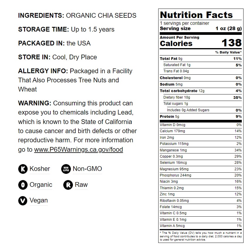 Organic Chia Seeds Flour - by Food To Live
