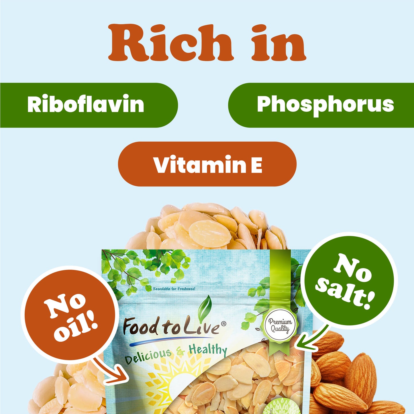 Dry Roasted Blanched Sliced Almonds - by Food to Live