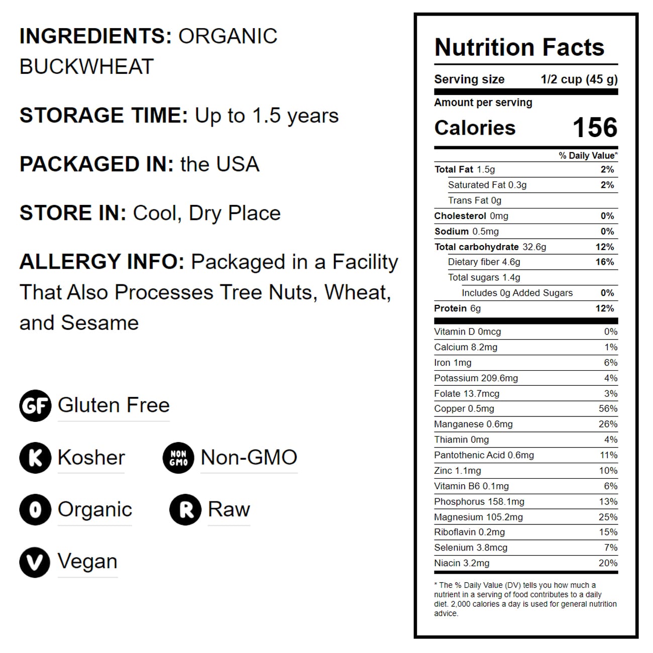 Gluten Free Organic Hulled Raw Buckwheat Groats - by Food To Live