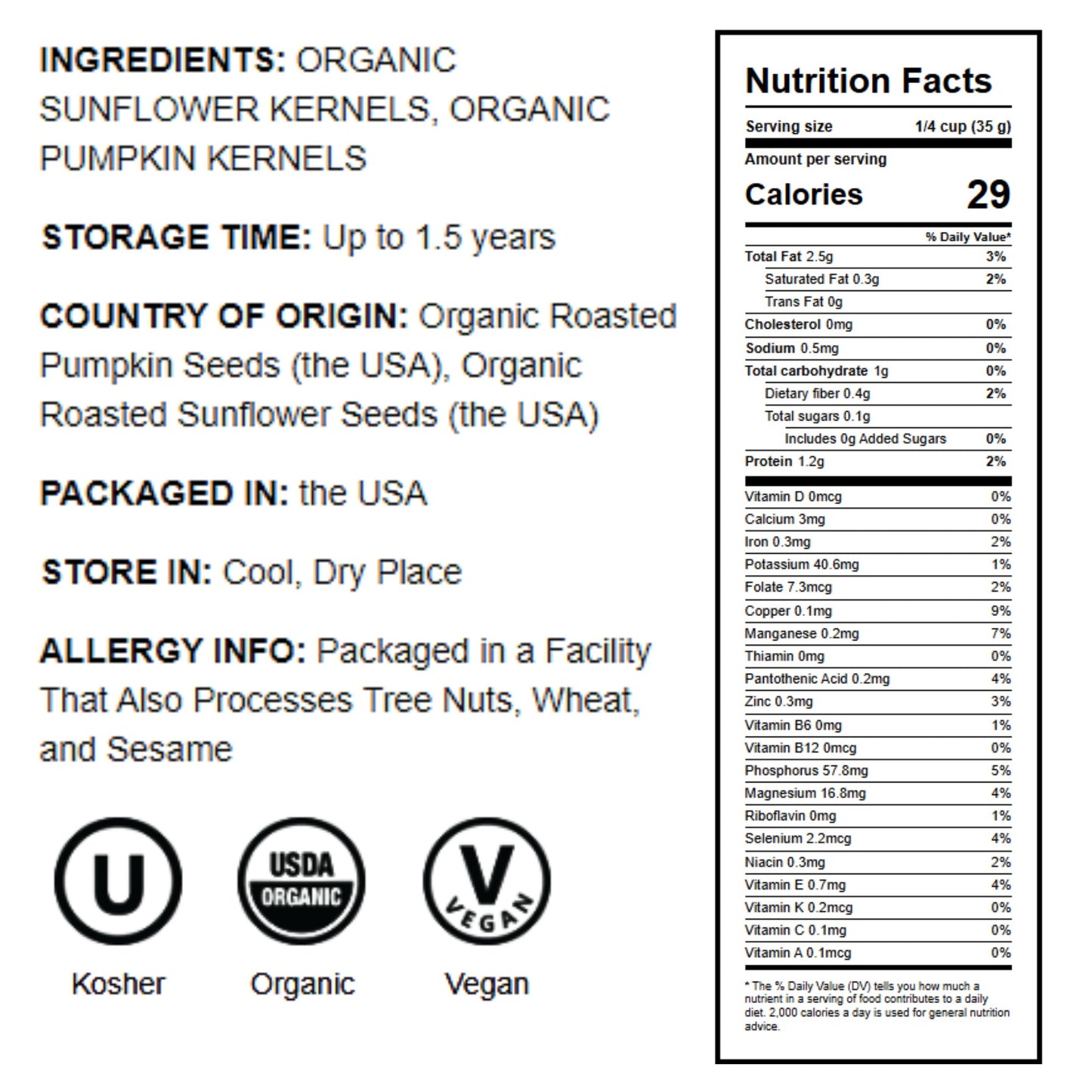 Organic Dry Roasted Sunflower and Pumpkin Seed Mix - by Food To Live