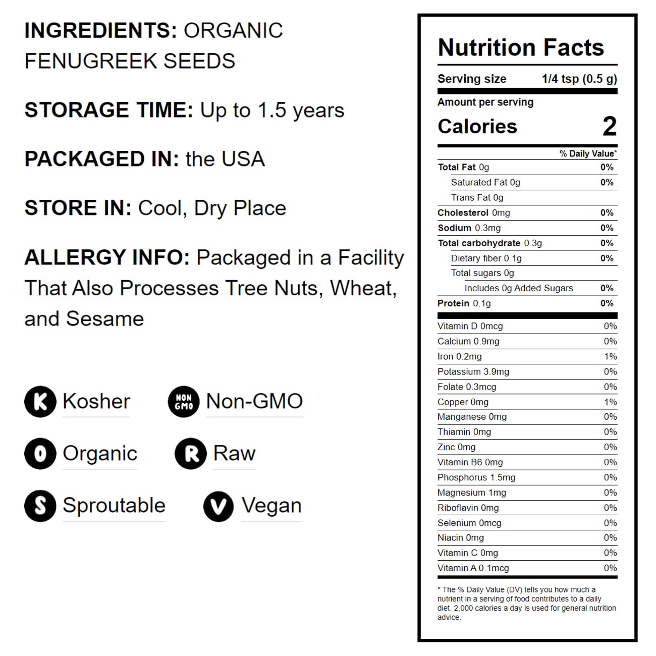 Organic Fenugreek Seeds - by Food To Live