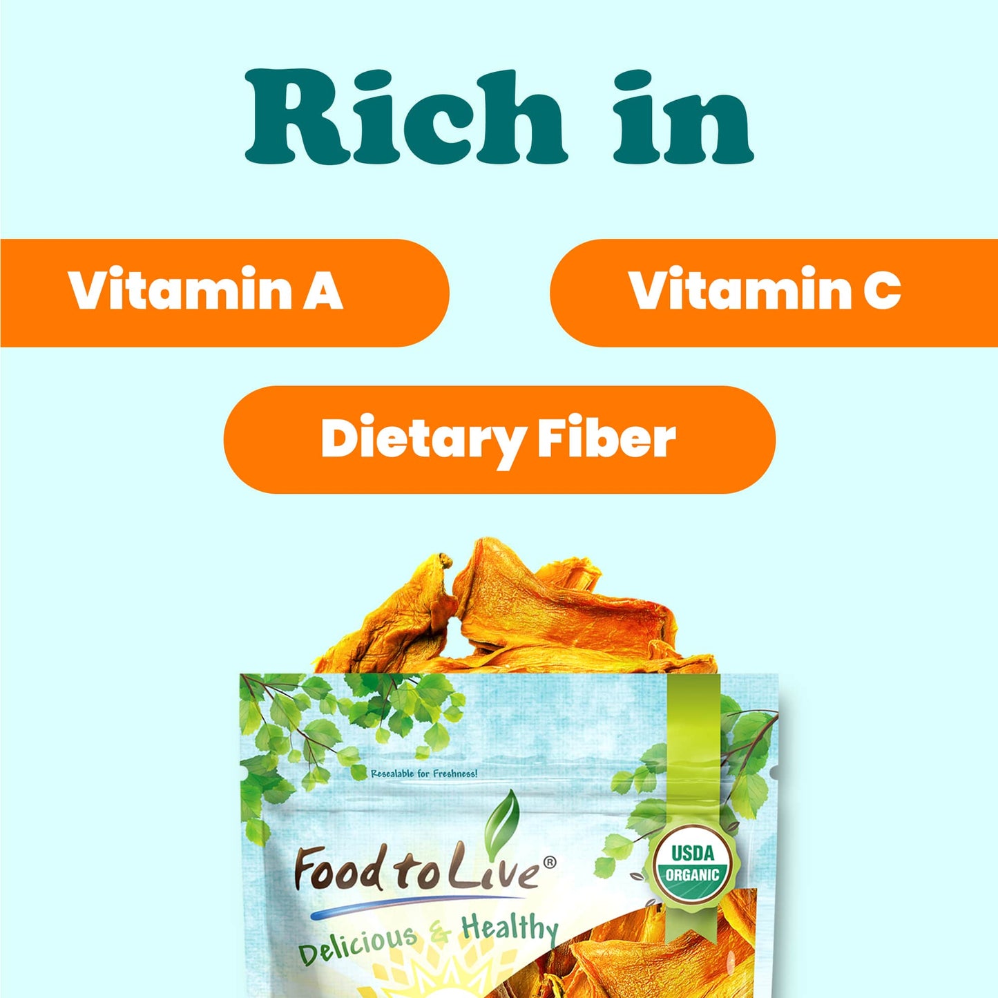 Organic Dried Mango Strips - by Food To Live