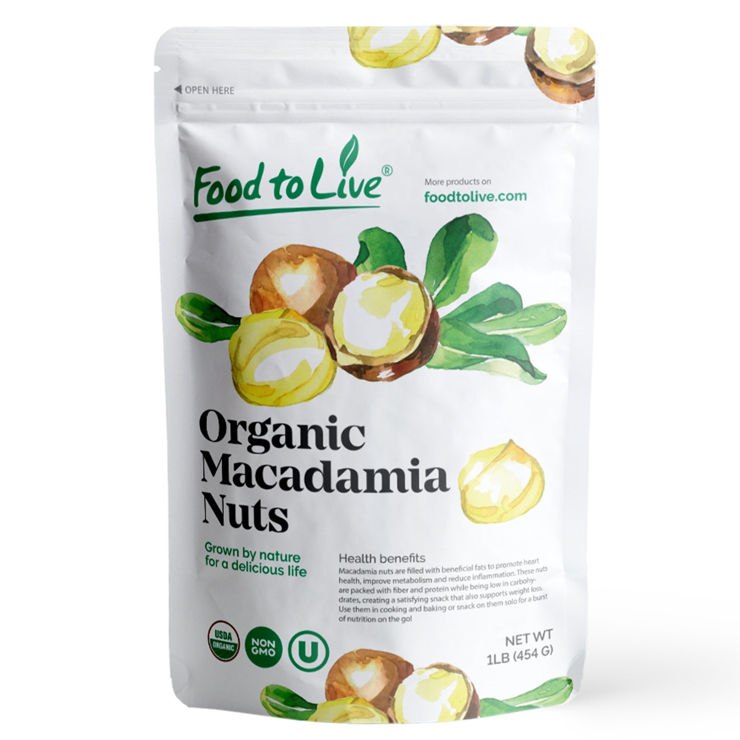 Organic Macadamia Nuts, Pieces, Roasted and Salted - by Food to Live