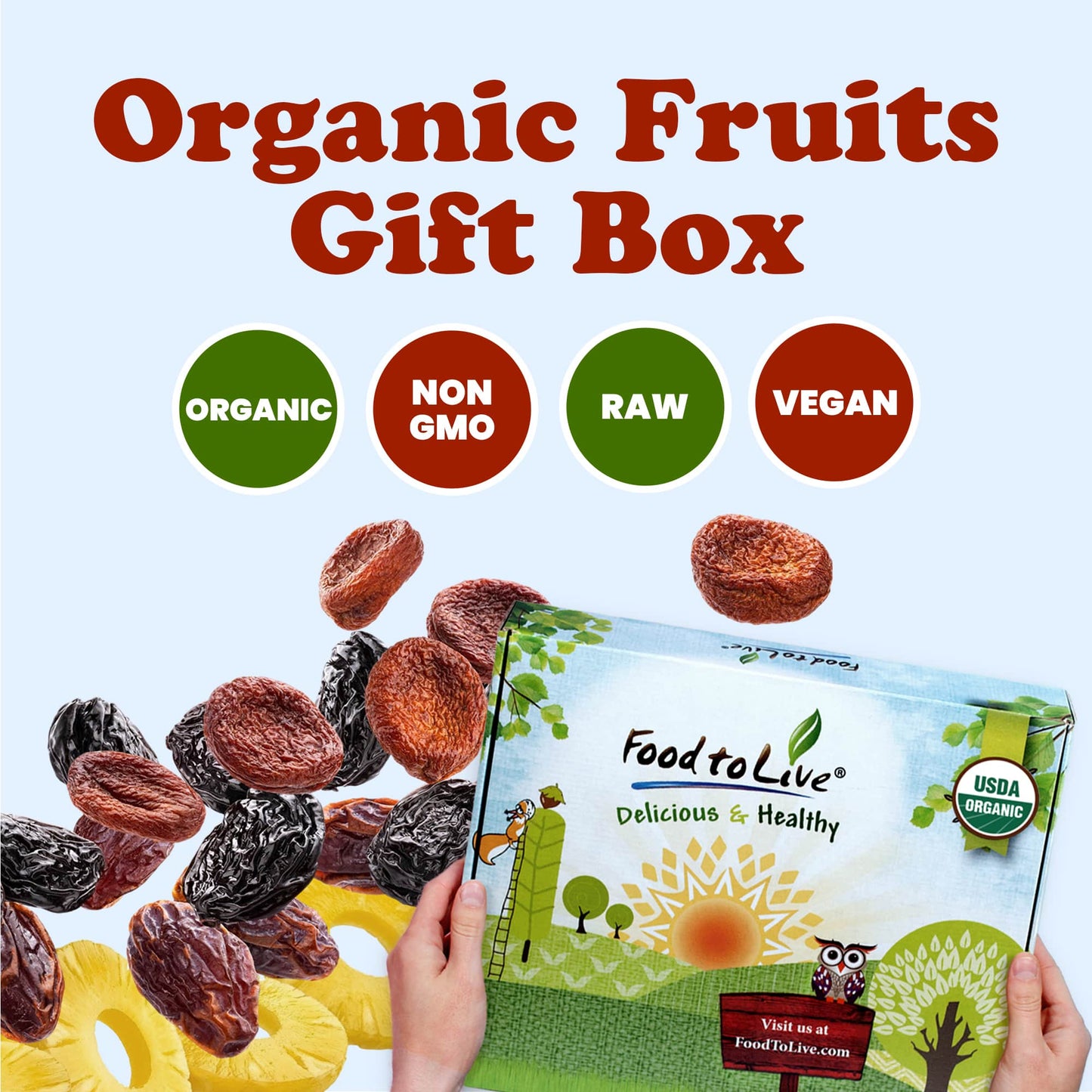 Organic Dried Fruits in a Gift Box - by Food To Live