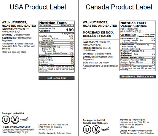 Walnut Pieces, Roasted and Salted  – Vegan, Kosher, Bulk – by Food to Live
