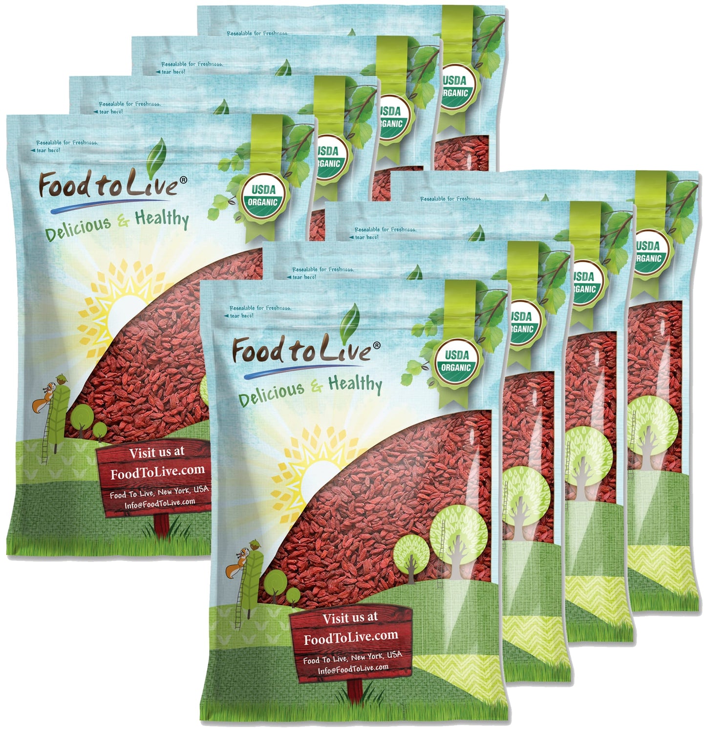 Organic Goji Berries - Sun Dried, Large and Juicy, Non-GMO, Raw, Vegan, Sirtfood, Bulk - by Food to Live