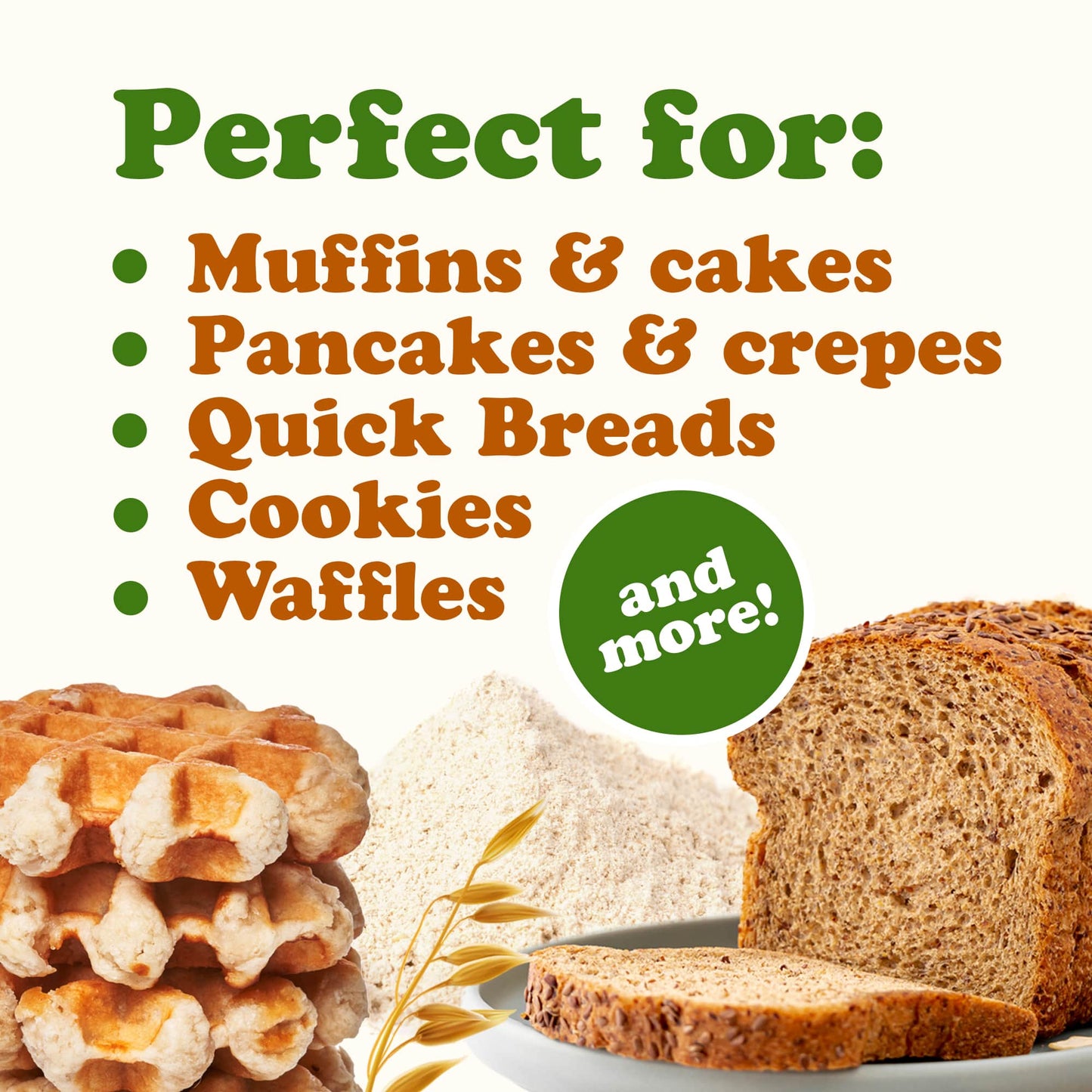 Gluten-Free Organic Oat Flour - Stone Ground from Whole Grain Oat Berries, Great for Baking Pancakes, Muffins, Waffles, and Bread; High in Fiber, Non-GMO, Kosher, Vegan, Bulk