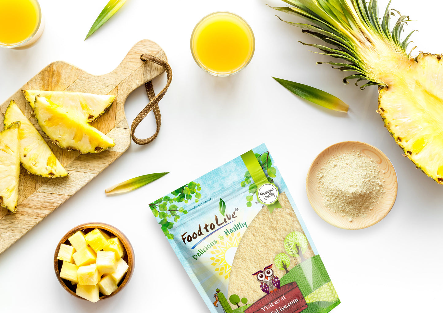 Pineapple Juice Powder, - Made from Raw Dried Fruit, Unsulfured, Vegan, Bulk, Great for Baking, Juices, Smoothies, Yogurts, and Instant Breakfast Drinks, No Sulphites - by Food to Live