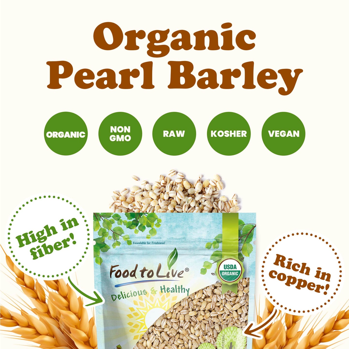 Organic Pearl Barley - by Food To Live