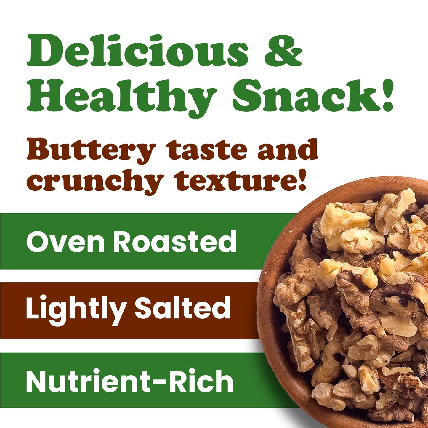 Walnut Pieces, Roasted and Salted  – Vegan, Kosher, Bulk – by Food to Live
