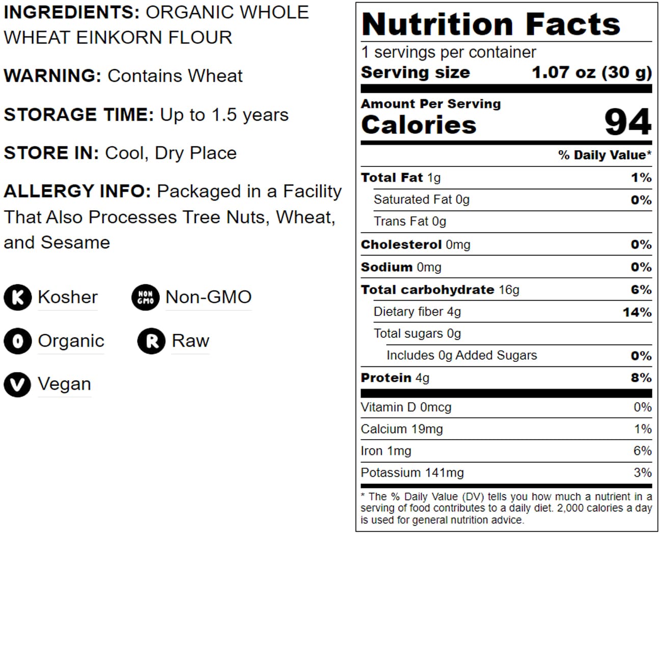 Organic Einkorn Whole Wheat Flour - by Food To Live