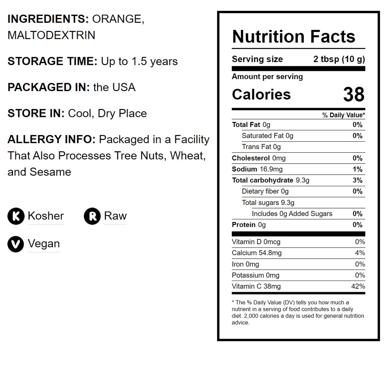 Orange Juice Powder — Made from Raw Dried Citrus Fruit, Unsulfured, Vegan, Bulk, Great for Baking, Juices, Smoothies, Yogurts, and Instant Breakfast Drinks, No Sulphites — by Food to Live