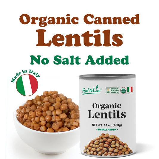 Organic Canned Lentils – Unsalted, Non-GMO, Vegan – by Food to Live