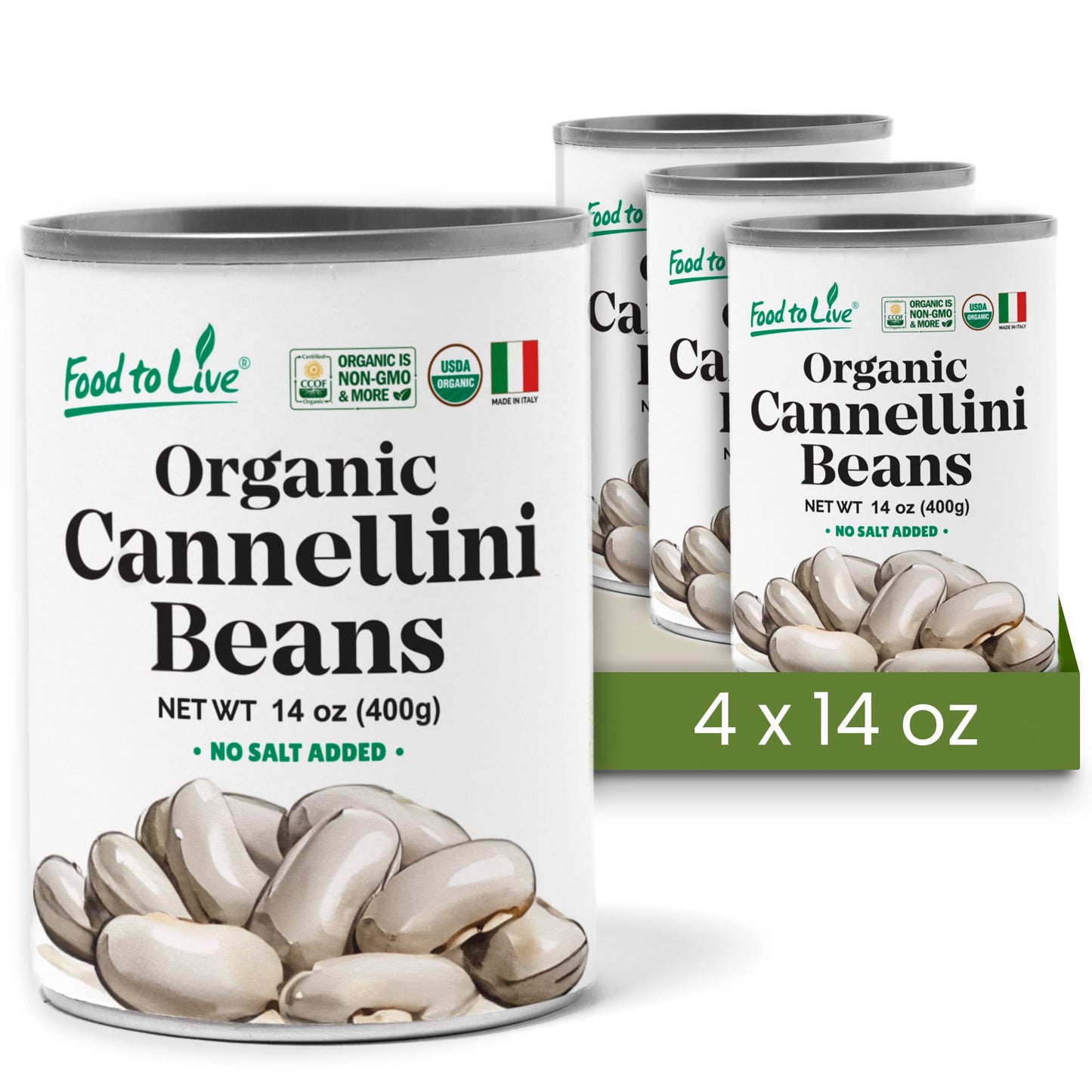 Organic Italian Canned Cannellini Beans - by Food To Live