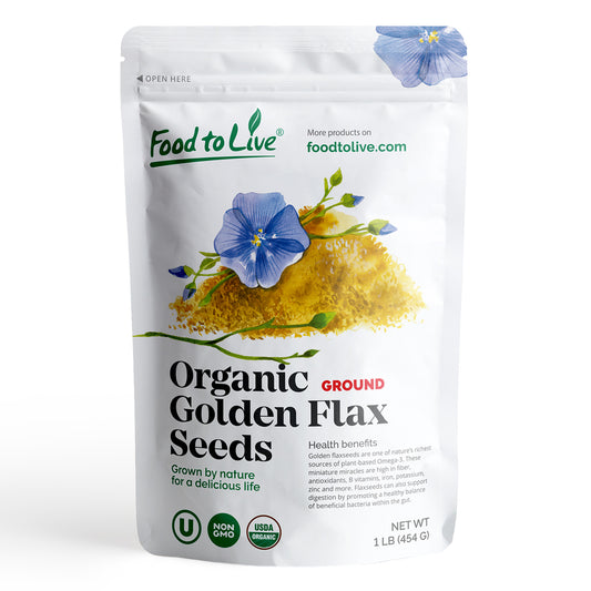 Organic Roasted Milled Golden Flax Seeds – Vegan, Kosher, Bulk – by Food to Live