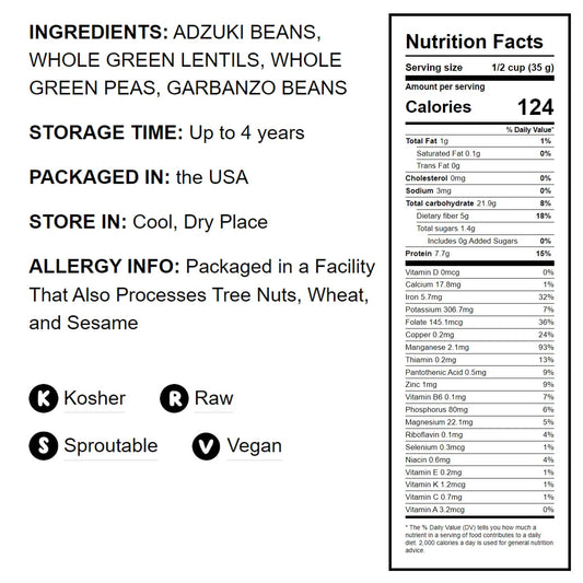 Crunchy Mix of Sprouting Bean Seeds - by Food To Live